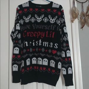 Too fast creepy Christmas ugly sweater